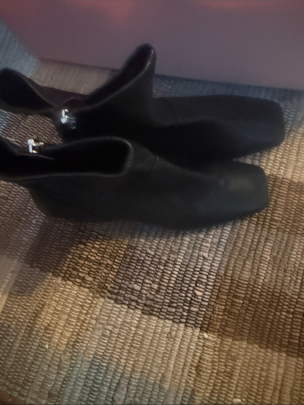 Franco Sarto Black Square-Toe Ankle Boots